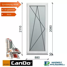 90x210 cm bukó-nyíló műanyag erkélyajtó